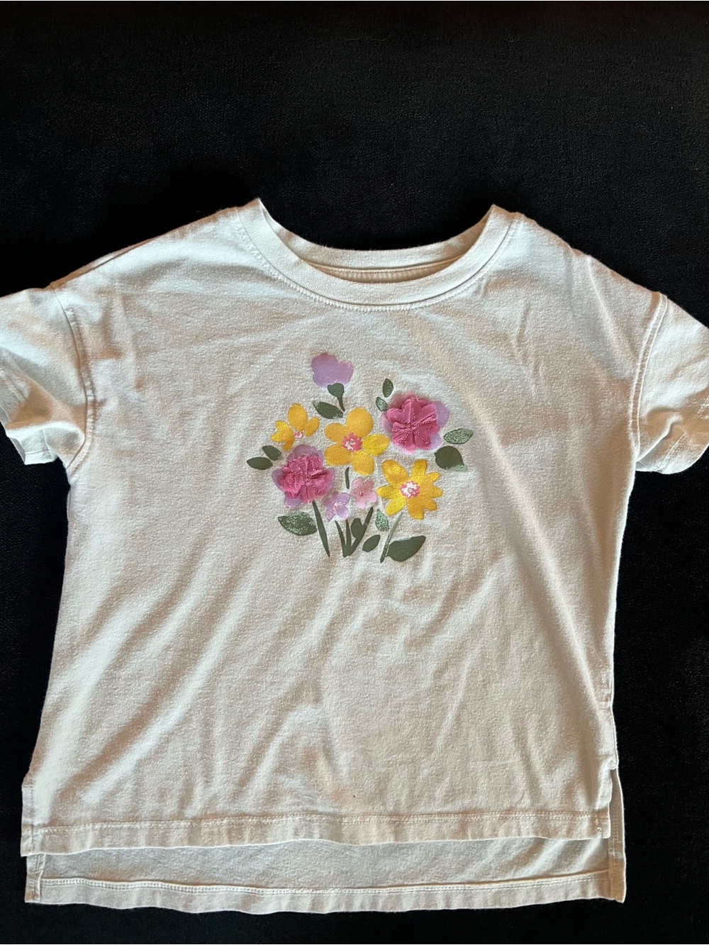 Cat & Jack White Tee with Pink and Yellow Floral Bouquet